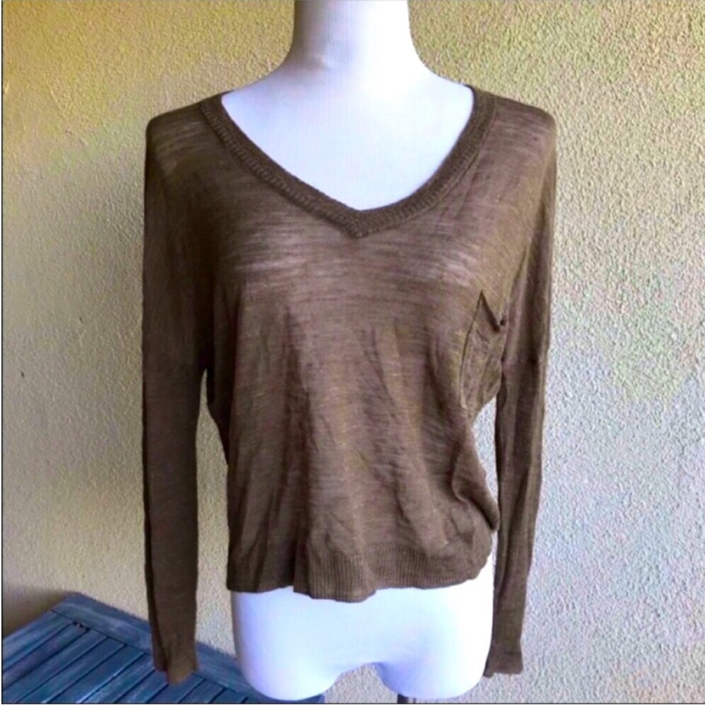 NSF long sleeve v-neck top blouse